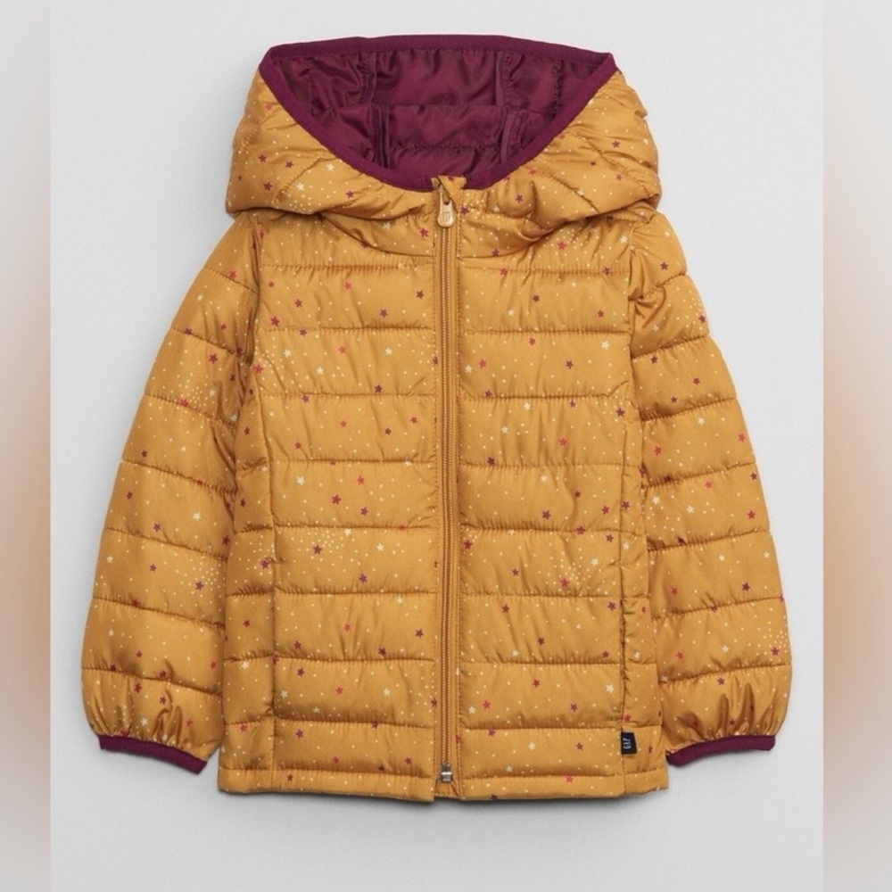 GAP Kids Gold Star Print Puffer Jacket